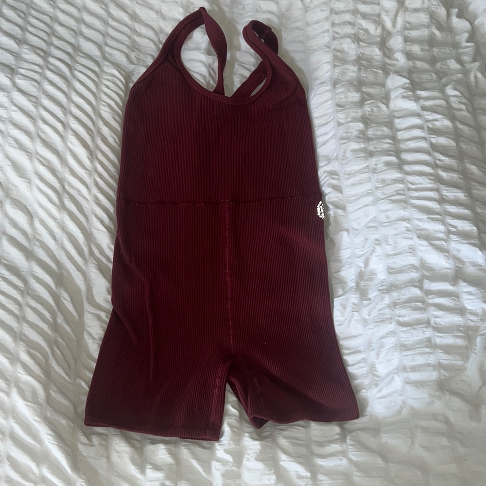 Free people movement onesie romper in burgundy red size small